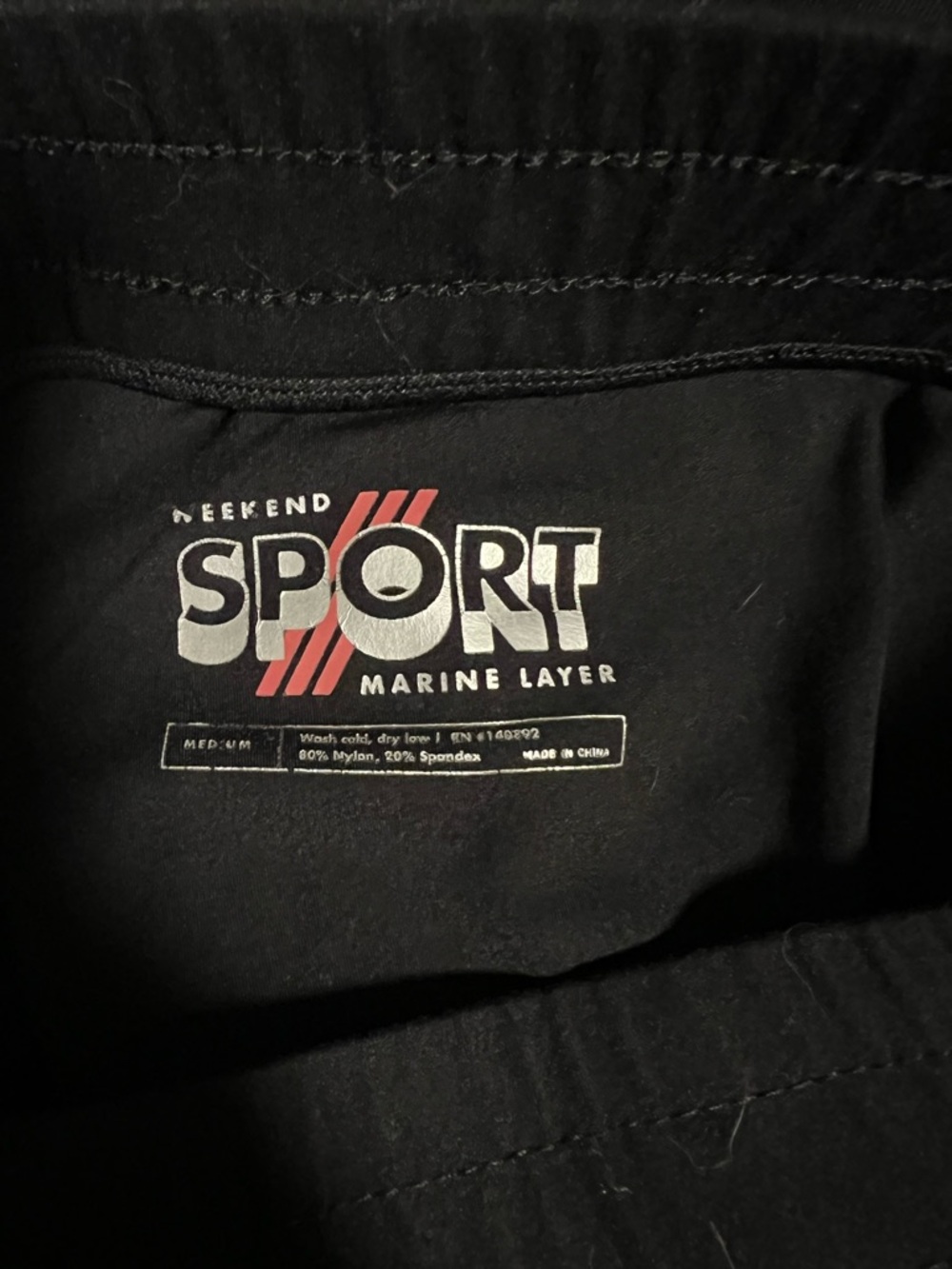 Marine Layer Black Track Pants with Red Sport Logo